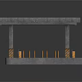 Industrial Concrete Platform With Reinforced Support Columns And Metal Pipes