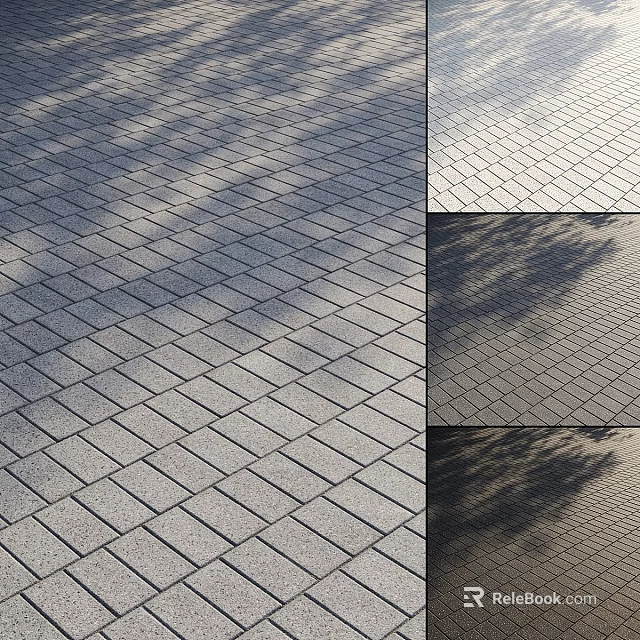 Outdoor Gray Paved Ground With Diamond Pattern And Natural Light Shadows 3d model 