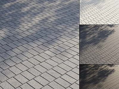 Outdoor Gray Paved Ground With Diamond Pattern And Natural Light Shadows 3d model