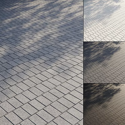 Outdoor Gray Paved Ground With Diamond Pattern And Natural Light Shadows 3d model