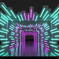 Neon Light Decorated Event Passage With Modern Tunnel Structure And Vibrant Illumination 3d model