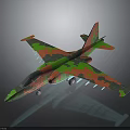 3D Rendered Space Shuttle With Red Green Camouflage Landing Gear On Dark Reflective Background