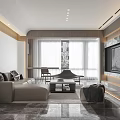 Modern Dining Living Room Interior Design With Marble Wall Art Sculpture And Dining Table