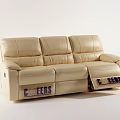 Modern Beige Leather Sofa Set with Reclining Seats and Multiple Configurations 3d model