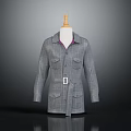 Gray Checkered Coat With Belted Design Front Pockets And Classic Tailored Silhouette