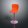 Orange Padded Bar Stool With Modern Metal Round Base Backrest And Footrest