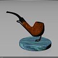 Elegant Red Smoking Pipe with Black Stem on Blue Textured Base for Daily Use