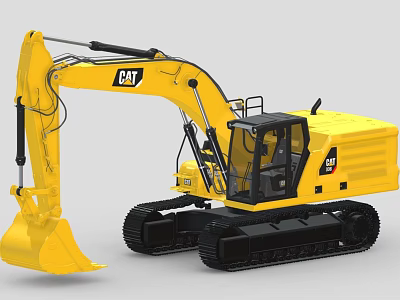 CAT Yellow Crawler Excavator With Cab And Large Bucket For Construction Work 3d model