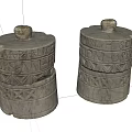 Stone Wood Carved Decorative Containers With Intricate Inscriptions For Home Decor