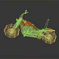 Red Custom Motorcycle With Large Tires Leather Seat And Metallic Details