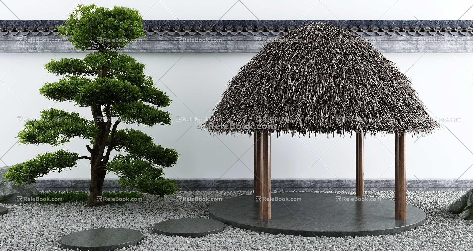 Modern pavilion farmhouse courtyard landscape leisure pavilion 3d model