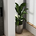 Modern Gray Entryway Cabinet Sideboard In Living Room With Decorative Painting Small Plant And Sofa