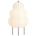 Modern Minimalist Table Lamp Three Tiered Round Paper Shade With Striped Texture And Black Stand