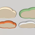 Cute Cloud Shaped Ceiling Lights in Beige Green Orange White for Kids Room 3d model