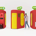 Colorful Red Yellow Portable Toilet Cabins With Toilet Signs And User