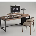 Modern Desk and Chair Desk and Chair Combination Computer Desk and Chair Combination Ornaments Computer 3d model