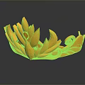 Golden Metallic Crown With Leaf Decorations Curved Patterns Shiny Surface And Elegant Design 3d model