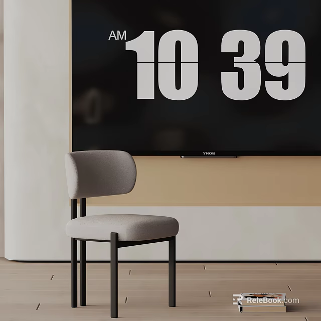 Gray Minimalist Dining Chair With Metal Frame And Comfortable Seat In Modern Home Interior 3d model 