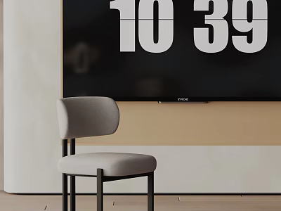 Gray Minimalist Dining Chair With Metal Frame And Comfortable Seat In Modern Home Interior 3d model