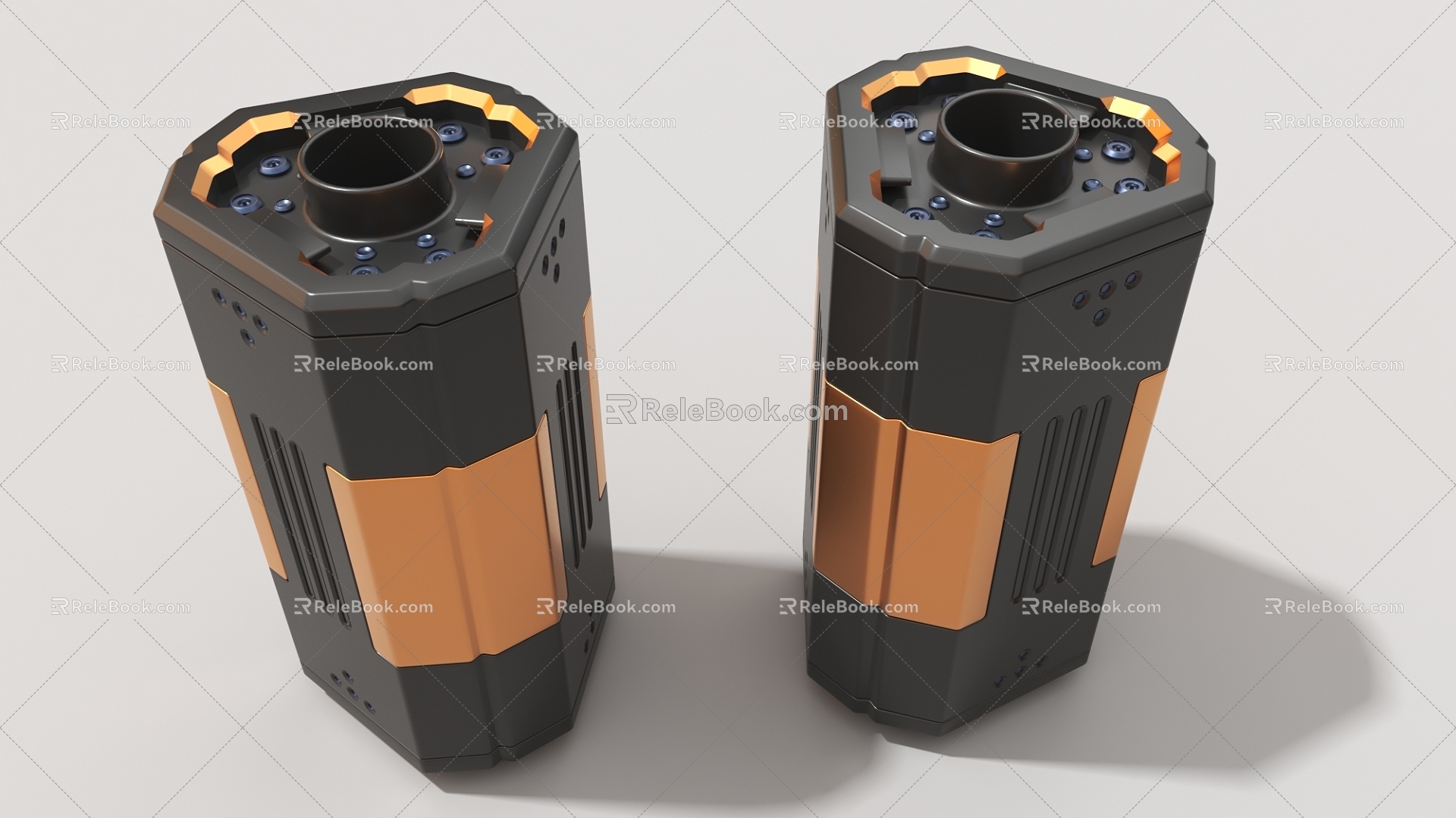 Cylinder hard surface mechanical triangular column high tech industrial parts 3d model