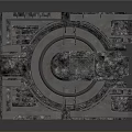 Industrial Metal Mechanical Component With Circular Center And Square Modules Detailed Metallic Texture Design