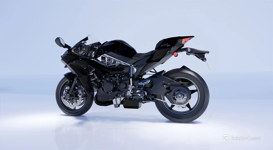 Black Sport Motorcycle With Sleek Aerodynamic Design Modern Styling And Shiny Bodywork 3d model 