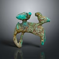 Bronze Sculpture Carving Mythical Creature With Bird And Snake Elements Intricate Patterns And Turquoise Patina