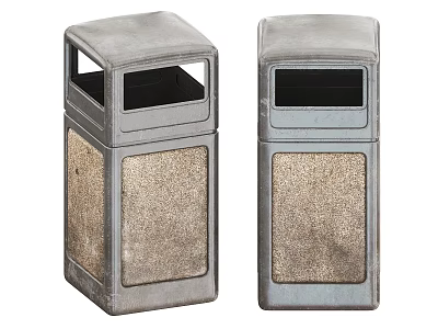 Public Trash Bins With Metal Construction And Textured Surface For Outdoor Use 3d model