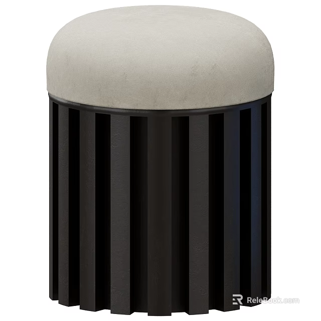 Modern Stool With Light Colored Top And Black Vertical Slats Design 3d model 