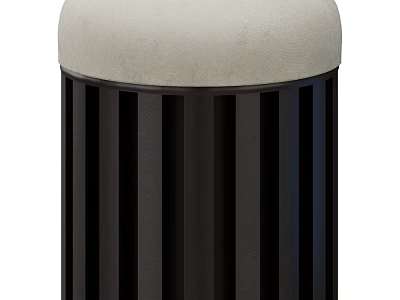 Modern Stool With Light Colored Top And Black Vertical Slats Design 3d model