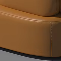 Brown Leather Sofa With Three Round Cushions And Modern Minimalist Design 3d model