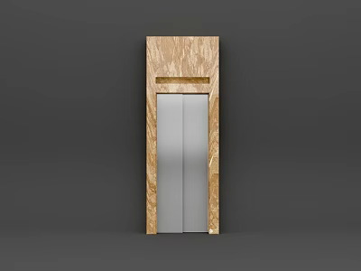 Elegant Modern Elevator Interior With Silver Doors And Brown Textured Frame 3d model
