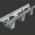Modern Stone Bench With Textured Surface Black Patterns And Two Supporting Legs