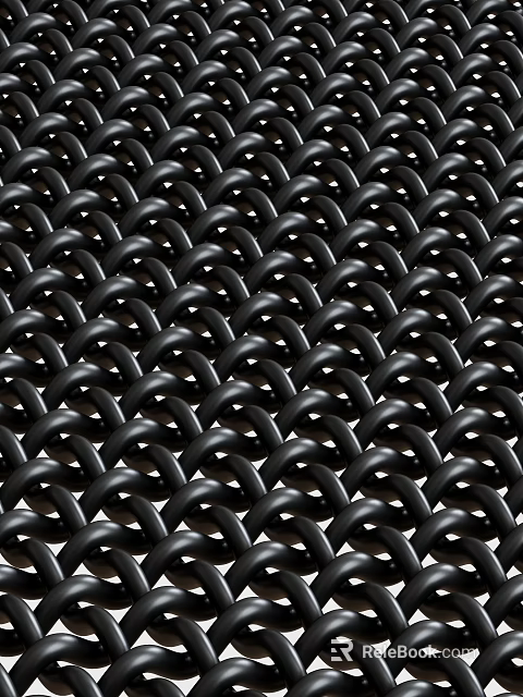 Black Chain Link Pattern Made Of Repeating Circular Metal Links 3d model 