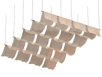 Elegant Hanging Layered Beige Fabric Ceiling Drapery Decorative Interior Design 3d model