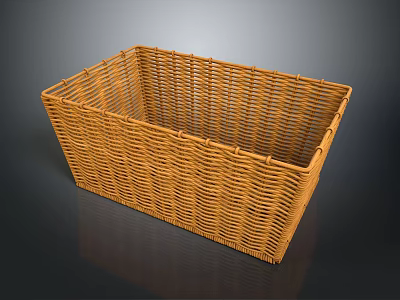 Natural Woven Rectangular Wicker Basket Ideal For Household Storage And Organization 3d model