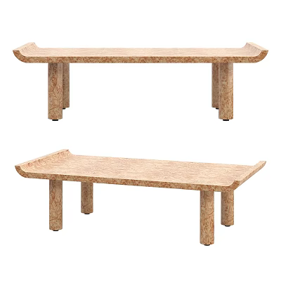 Elegant Wooden Coffee Table With Rectangular Top And Natural Finish Design 3d model