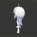 Cartoon Child With White Hair and Blue Eyes In White Dress Standing Arms Outstretched