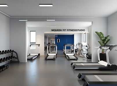 Modern gym minimalist gym 3d model