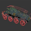 Armored Military Vehicle with Roof Rail Multiple Wheels Vintage Weathered Exterior Design