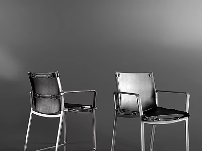 Minimalist Modern Leisure Chairs With Metal Frame And Black Seat For Living Room 3d model