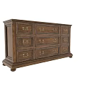 Classic Wooden Entryway Cabinet Sideboard With Multiple Drawers And Metal Handles