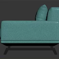 Turquoise Modern Three-Seater Sofa With Velvet Upholstery Sleek Metal Legs And Reflective Surface