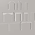 White Architectural Components Featuring Various Arch And Frame Designs For Interior