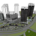 Modern Commercial Street With High Rise Buildings Retail Shops And Pedestrian Area