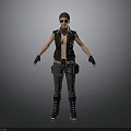 Woman In Black Vest Cap Pink Sunglasses Gloves And Combat Boots