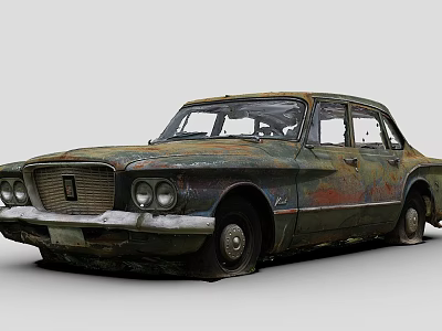 Old Rusted Classic Car With Weathered Body And Vintage Design Features 3d model