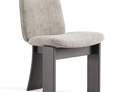 Modern Minimalist Accent Chair With Linen Fabric Upholstered Backrest And Wooden Legs 3d model