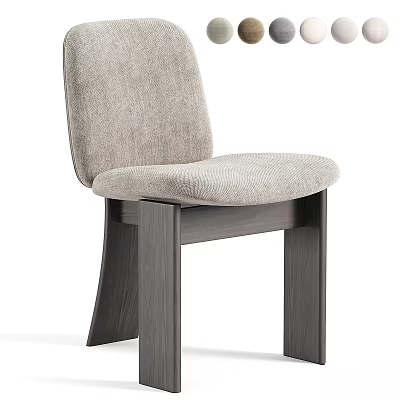 Modern Minimalist Accent Chair With Linen Fabric Upholstered Backrest And Wooden Legs 3d model
