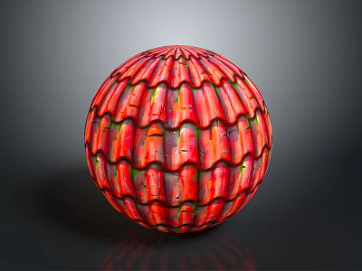 Red Textured Decorative Sphere For Home Living Room Decoration 3d model